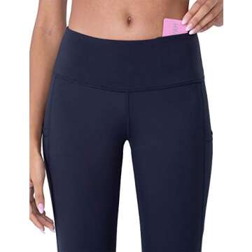 POSHDIVAH Ultra Soft Yoga Pants for Women High Waited Tummy Control Workout Leggings with Pockets Navy Blue M