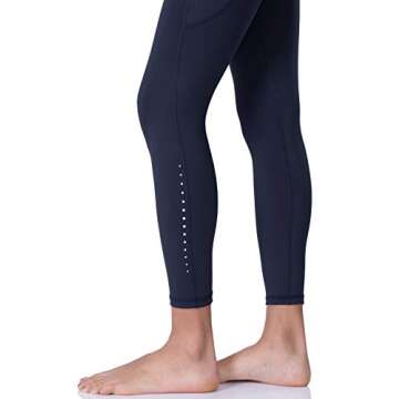 POSHDIVAH Ultra Soft Yoga Pants for Women High Waited Tummy Control Workout Leggings with Pockets Navy Blue M