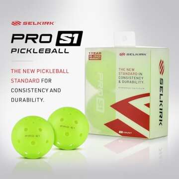 Selkirk Pro S1 Pickleball Balls – 12 Pack, Unmatched Durability & Performance