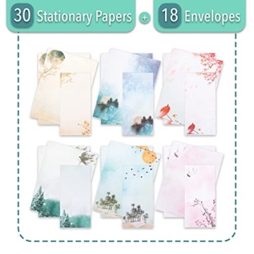 Writing Paper & Envelopes Set - 30 Sheets + 18 Accessories