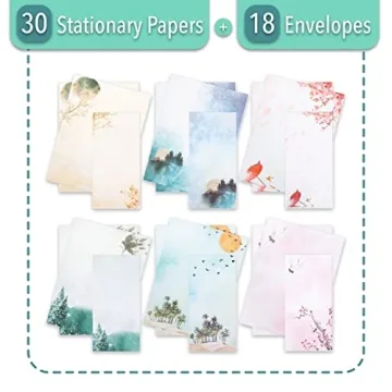 Writing Paper & Envelopes Set - 30 Sheets + 18 Accessories
