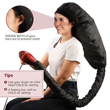 Bonnet Hooded Hair Dryer Attachment, Segbeauty Extra Large Adjustable Deep Conditioning Cap, Upgrade...