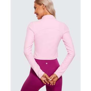 CRZ YOGA Womens Butterluxe Mock Turtleneck Long Sleeves Crop Tops Slim Fit Workout Casual T-Shirt Ba...
