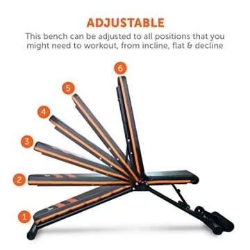 Gymenist Exercise Bench Adjustable Foldable Compact Workout Weight Bench Easy To Carry NO ASSEMBLY NEEDED, Black-Orange (FOLD-110B)