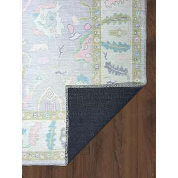 Modern Oushak Rug, Vintage Turkish Lavender Oriental Antique Inspired Washable Area Rugs, Luxury Living & Dining Room Lounge Bedroom Nursery 7'5 x 9'9