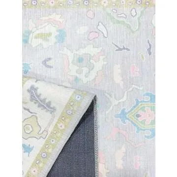 Modern Oushak Rug, Vintage Turkish Lavender Oriental Antique Inspired Washable Area Rugs, Luxury Living & Dining Room Lounge Bedroom Nursery 7'5 x 9'9