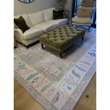 Modern Oushak Rug, Vintage Turkish Lavender Oriental Antique Inspired Washable Area Rugs, Luxury Living & Dining Room Lounge Bedroom Nursery 7'5 x 9'9