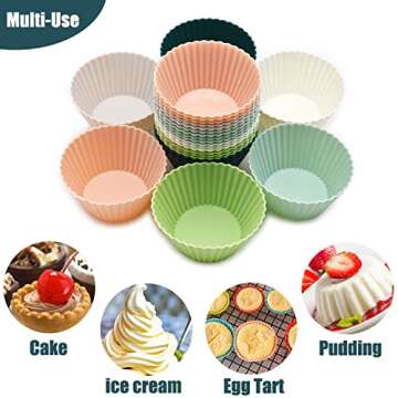 24 Reusable Silicone Baking Cups, Non-Stick Muffin Liners