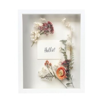 FrameWorks 11” x 14” White Wooden Shadow Box Frame – Elegant Display Case with Tempered Glass ...