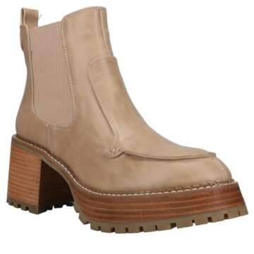 MIA Womens Easton Round Toe Chelsea Casual Boots Ankle Mid Heel 2-3" - Brown - Size 10 B