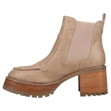 MIA Womens Easton Round Toe Chelsea Casual Boots Ankle Mid Heel 2-3" - Brown - Size 10 B