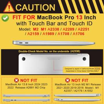 Batianda for MacBook Pro 13 inch Case 2022 2020 Release M2 Chip A2338 M1 A2289 A2251, Plastic Rubber...
