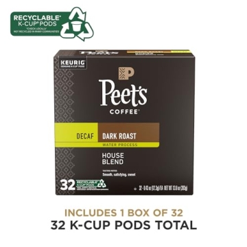 Peet's Dark Roast Decaf K-Cup Pods - 32 Count