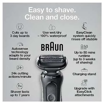 Braun Series 5 5050cs Electric Shaver - Waterproof, Rechargeable with Grooming Accessories