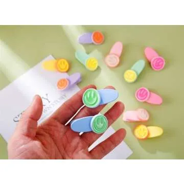 AACKS Hair Clips, 12 Pack - Happy Smile Faces, Colorful Y2K Party Favors, Preppy Hair Clips, Summer ...