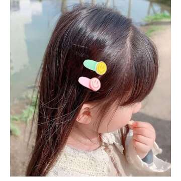 AACKS Hair Clips, 12 Pack - Happy Smile Faces, Colorful Y2K Party Favors, Preppy Hair Clips, Summer Beach Hair Accessories for Girls Kids Teen