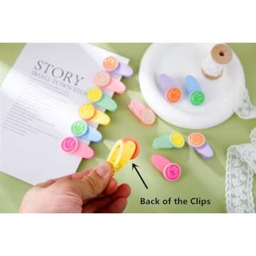 AACKS Hair Clips, 12 Pack - Happy Smile Faces, Colorful Y2K Party Favors, Preppy Hair Clips, Summer Beach Hair Accessories for Girls Kids Teen