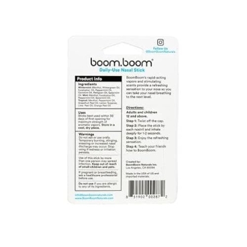 BoomBoom Nasal Stick 3-Pack Vapor Flow Tech Better Breathing