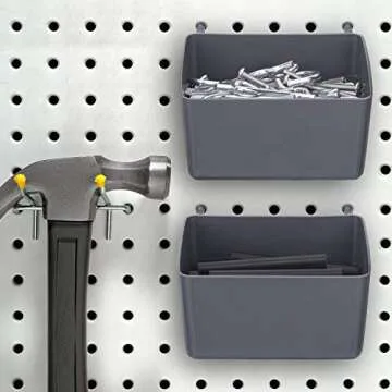 8 Pieces Pegboard Bins Kit Pegboard Parts Storage Pegboard Accessories Workbench Bins for Organizing Hardware, Attachments (Grey)