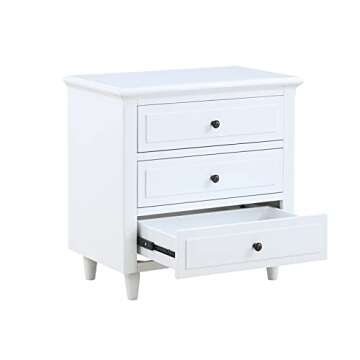 Bellemave 3-Drawer Nightstand, Wood Bedside Table Cabinet with Solid Pine Wood Legs, White
