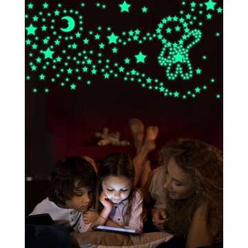 Greingways 201 Pcs Glow in The Dark Stars Stickers for Ceiling Bedroom, Stocking Stuffers for Kids A...