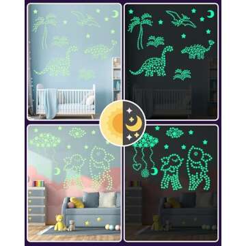 Greingways 201 Pcs Glow in The Dark Stars Stickers for Ceiling Bedroom, Stocking Stuffers for Kids Ages 2-4, 3-5, 4-8, 8-12, Kids Wall Room Decor Toddler Stocking Stuffers for Boys Girls