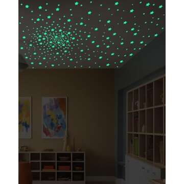 Greingways 201 Pcs Glow in The Dark Stars Stickers for Ceiling Bedroom, Stocking Stuffers for Kids Ages 2-4, 3-5, 4-8, 8-12, Kids Wall Room Decor Toddler Stocking Stuffers for Boys Girls