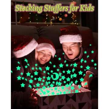 Greingways 201 Pcs Glow in The Dark Stars Stickers for Ceiling Bedroom, Stocking Stuffers for Kids Ages 2-4, 3-5, 4-8, 8-12, Kids Wall Room Decor Toddler Stocking Stuffers for Boys Girls