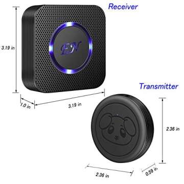 EverNary Dog Door Bell, Wireless Doggie Doorbells for Potty Training,Dog Bells to Go Outside, Dog Bells with Waterproof Touch Button, Dog Bell with 1 Receiver and 3 Transmitters, Black