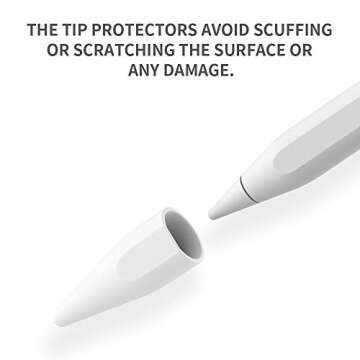 FRTMA Compatible with Apple Pencil (2nd Generation) Silicone Case Sleeve Holder Grip + Nib Cover (2 Pieces) Accessories Kit Compatible iPad Pro 12.9” (3rd Generation) & iPad Pro 11”, White