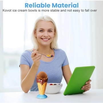 Kovot Ceramic Dessert Ice Cream Cone Set - 4 Cones & Spoons