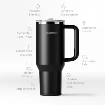 SILICANICE 40 Oz Insulated Tumbler - Ultimate Leakproof Design