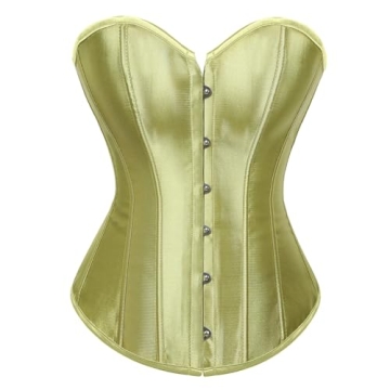 Zhitunemi Women's Bustier Corset Top Sexy Lingerie Sets Gold Satin Waist Cincher