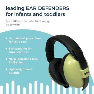 Banz Bubzee Baby Headphones for Noise Protection - Baby Ear Muffs, Newborn Infant & Toddler, 0 to 36 Months, Adjustable