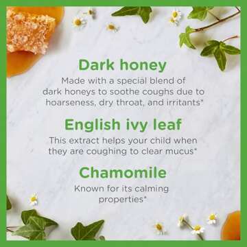 Zarbee's Kids Cough + Mucus Nighttime for Children 2-6 with Dark Honey, Ivy Leaf, Zinc & Elderberry, 1 Pediatrician Recommended, Drug & Alcohol-Free, Mixed Berry Flavor, 4FL Oz