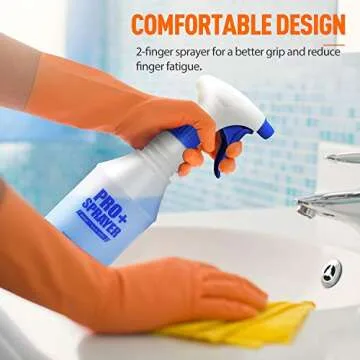 Airbee Plastic Spray Bottles 2 Pack 16 Oz for Cleaning Solutions, Essential Oils, Hair, Planting, Bleach, Professional Empty Spraying Bottle, Mist Water Sprayer with Adjustable Nozzle and Measurements