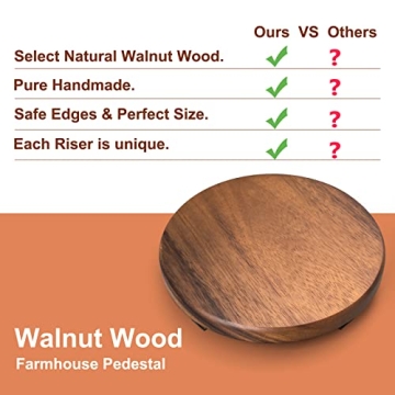 Elegant Walnut Wood Pedestal Stand for Kitchen and Decor