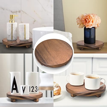 Elegant Walnut Wood Pedestal Stand for Kitchen and Decor