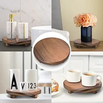 Elegant Walnut Wood Pedestal Stand for Kitchen and Decor