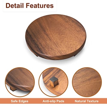 Elegant Walnut Wood Pedestal Stand for Kitchen and Decor