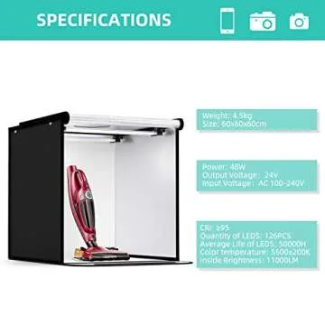 Travor Photo Box with 8 Color Backdrops and LED Lighting