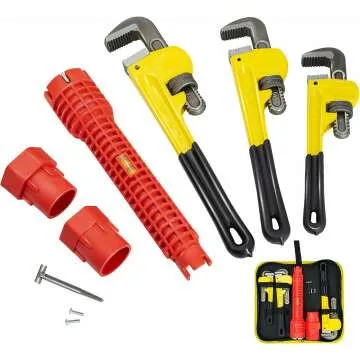 KOTTO Heavy Duty Pipe Wrench Set - 3 Adjustable Sizes