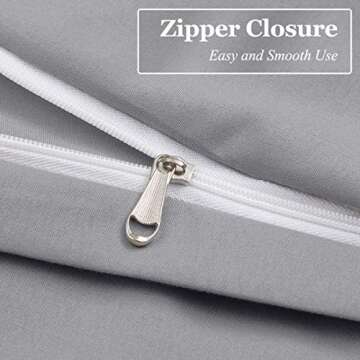 HOMEIDEAS Duvet Cover Queen Grey 3 Piece - Ultra Soft Brushed 1800 Microfiber - Breathable Comforter Cover Sets with Zipper Closure & Corner Ties - No Iron Needed, Fade & Wrinkle Resistant