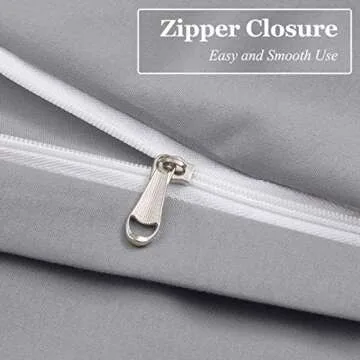 HOMEIDEAS Duvet Cover Queen Grey 3 Piece - Ultra Soft Brushed 1800 Microfiber - Breathable Comforter Cover Sets with Zipper Closure & Corner Ties - No Iron Needed, Fade & Wrinkle Resistant