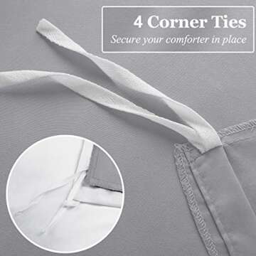 HOMEIDEAS Duvet Cover Queen Grey 3 Piece - Ultra Soft Brushed 1800 Microfiber - Breathable Comforter Cover Sets with Zipper Closure & Corner Ties - No Iron Needed, Fade & Wrinkle Resistant