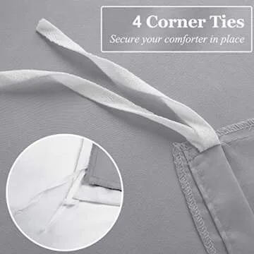 HOMEIDEAS Duvet Cover Queen Grey 3 Piece - Ultra Soft Brushed 1800 Microfiber - Breathable Comforter Cover Sets with Zipper Closure & Corner Ties - No Iron Needed, Fade & Wrinkle Resistant