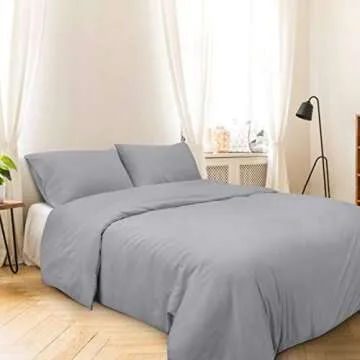 HOMEIDEAS Duvet Cover Queen Grey 3 Piece - Ultra Soft Brushed 1800 Microfiber - Breathable Comforter Cover Sets with Zipper Closure & Corner Ties - No Iron Needed, Fade & Wrinkle Resistant