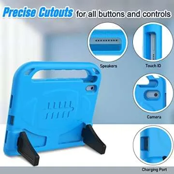 LTROP Kids Case for iPad 11th &10th Generation (2025/2022) with Screen Protector, Durable Shockproof Handle Stand Case for iPad 11th/10th Gen, Blue