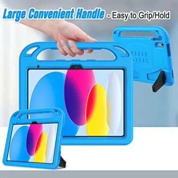 LTROP Kids Case for iPad 11th &10th Generation (2025/2022) with Screen Protector, Durable Shockproof Handle Stand Case for iPad 11th/10th Gen, Blue