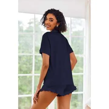 Ekouaer Women's Pajamas Set Soft Button Down Sleepwear Lounge